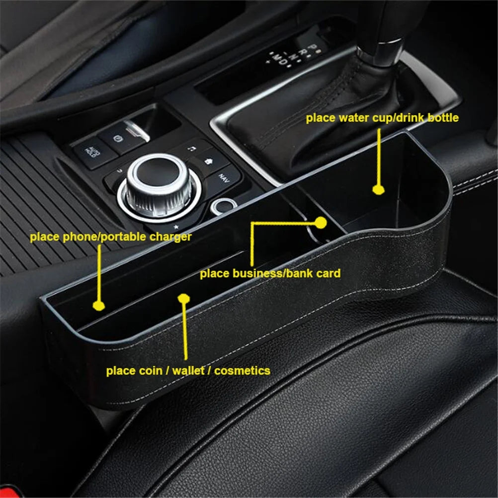 2 Pack Car Seat Gap Filler Organizer with Cup Holder Front Seat Organizer Storage Box