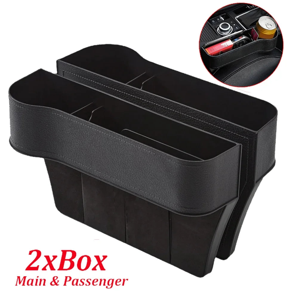 2 Pack Car Seat Gap Filler Organizer with Cup Holder Front Seat Organizer Storage Box