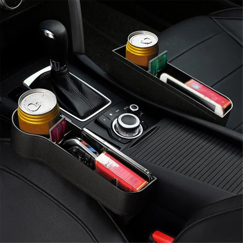 2 Pack Car Seat Gap Filler Organizer with Cup Holder Front Seat Organizer Storage Box
